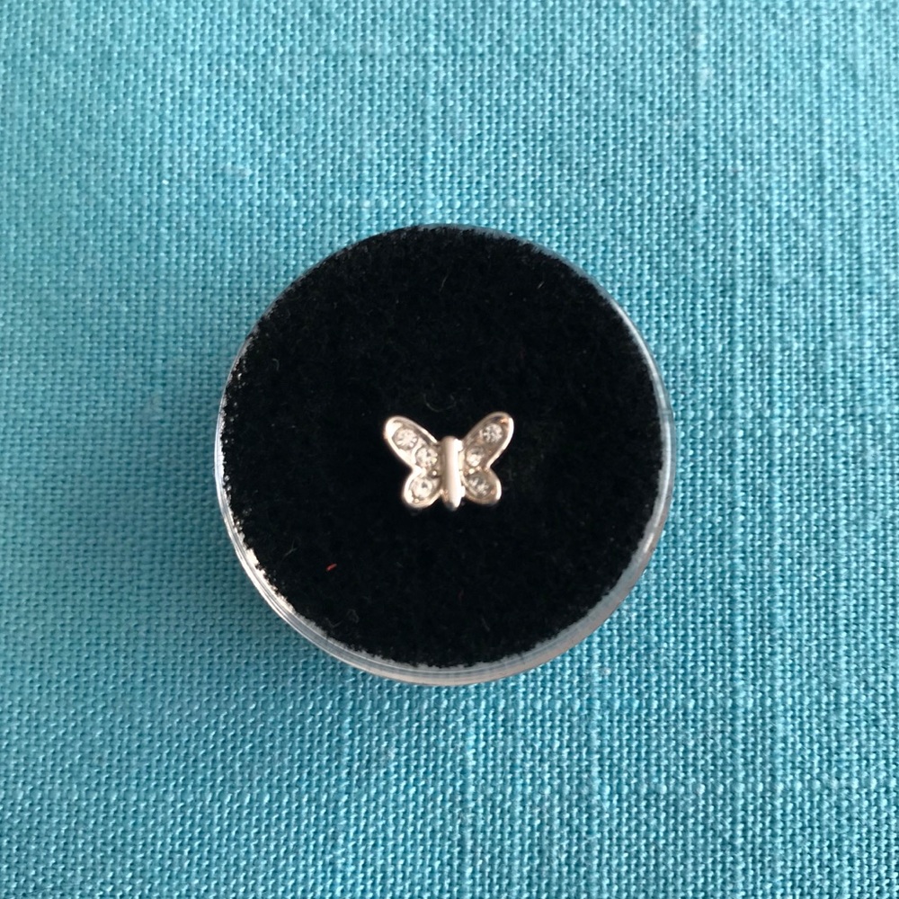 Origami Owl silver crystal butterfly charm